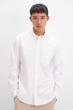 Cortefiel Camisa oxford liso Blanco