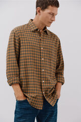 Cortefiel Camisa de cuadros Tencel Estampado amarillo