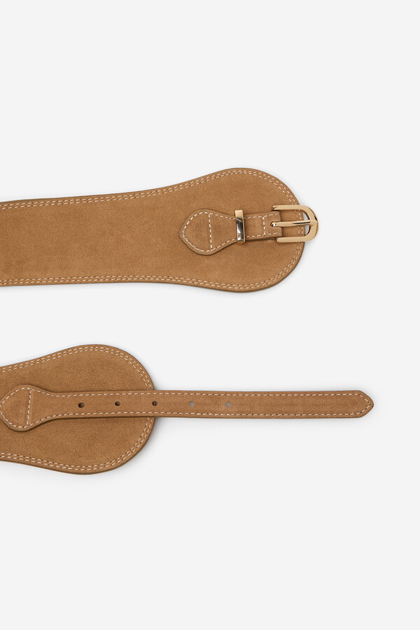 Cortefiel Split leather sash belt Marrón