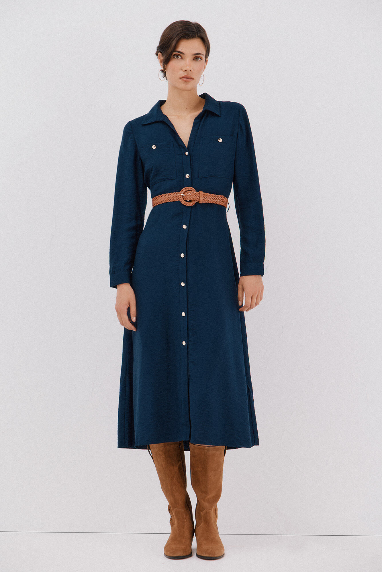 Cortefiel Vestido camisero cintur&oacute;n