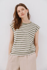 Cortefiel Playera escote pico Kaki
