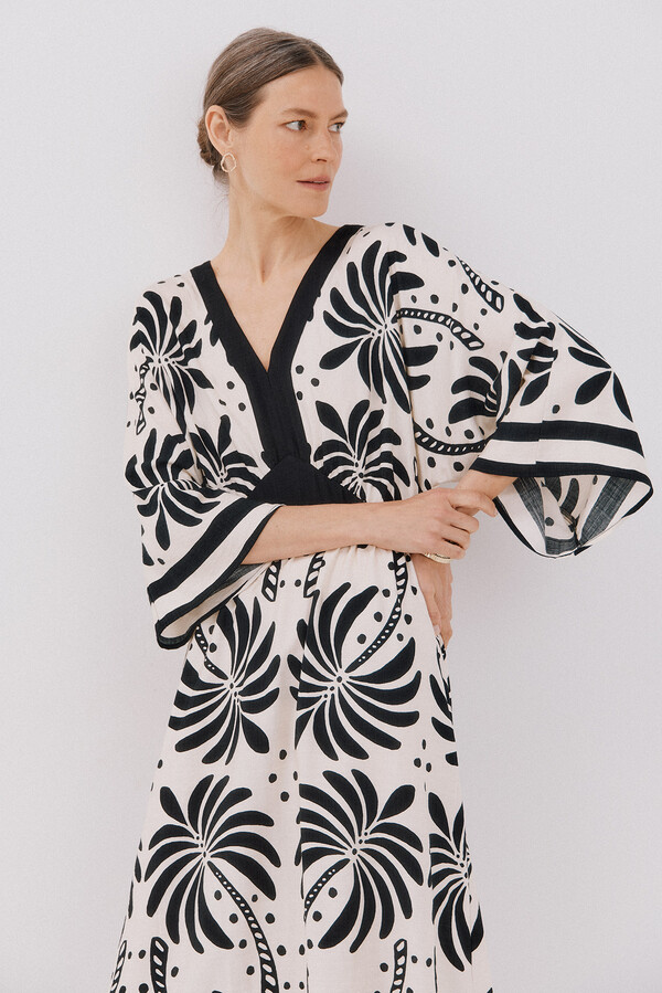 Cortefiel Vestido largo estampado Multicolor