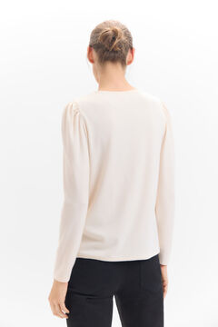Cortefiel Camiseta con studs Marfil