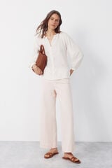 Cortefiel Blusa con bordados Marfil