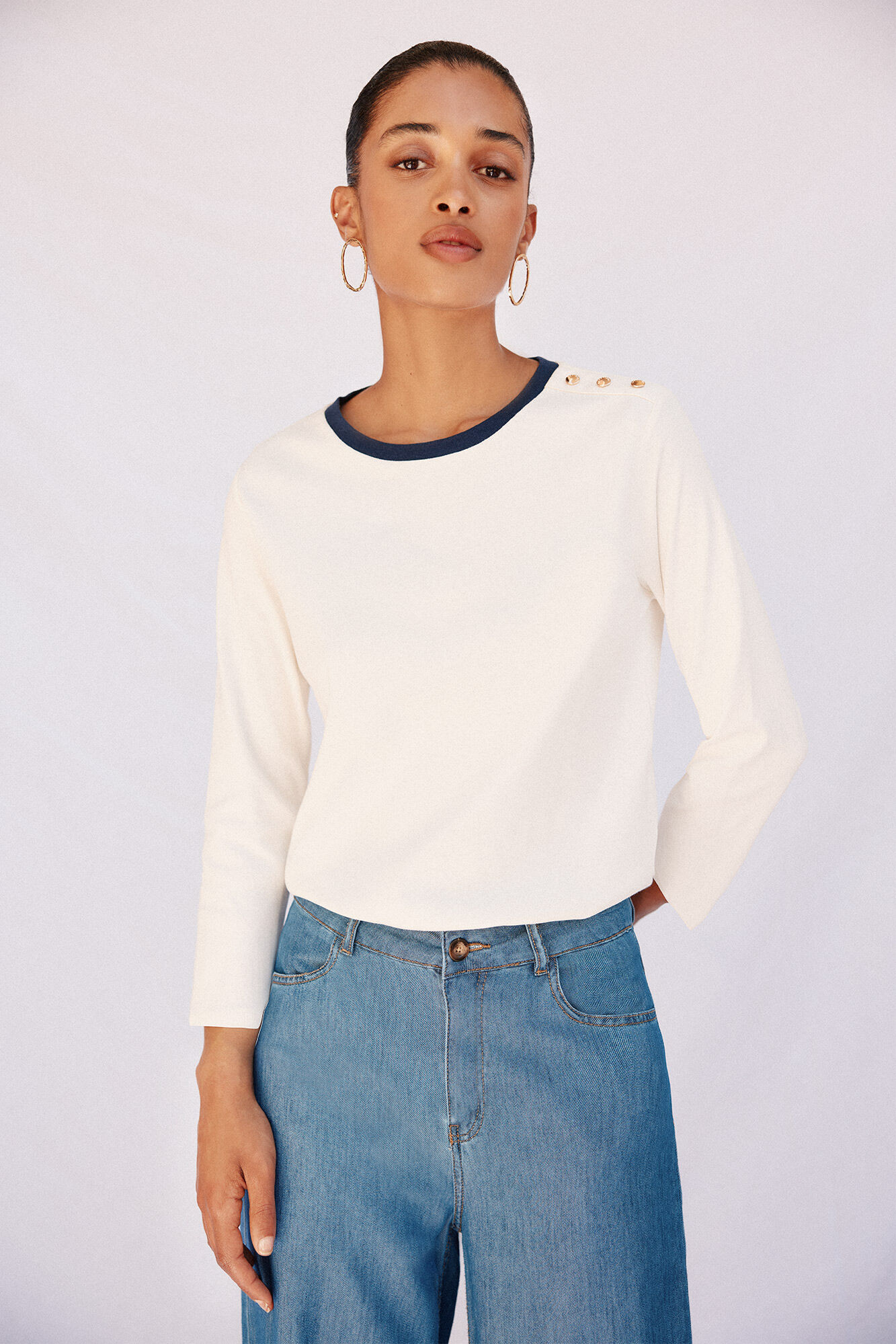 Cortefiel Playera b&aacute;sica Marfil