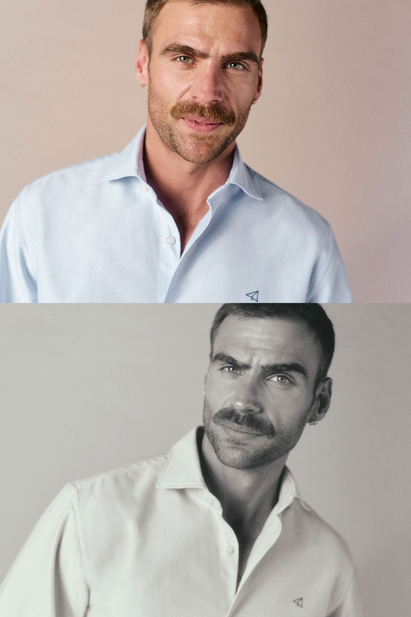 OOTO Camisa oxford liso manga larga Azul