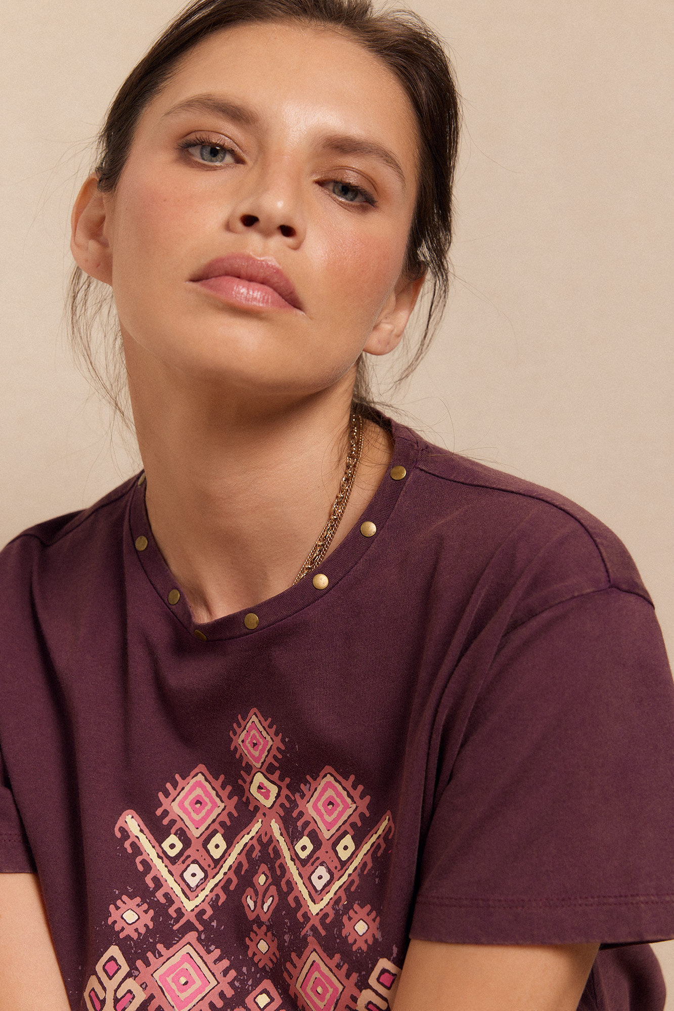 Slowlove Camiseta estampada Granate