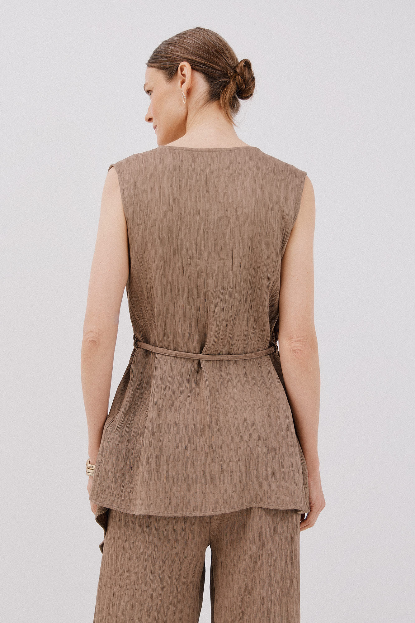 Cortefiel Top asim&eacute;trico textura Estampado marr&oacute;n