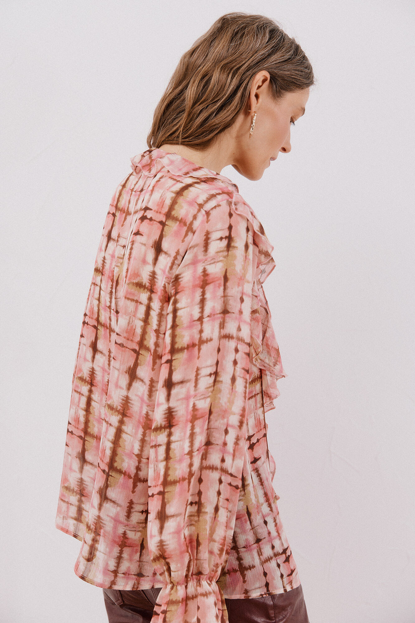 Cortefiel Blusa volante delantero Estampado blanco