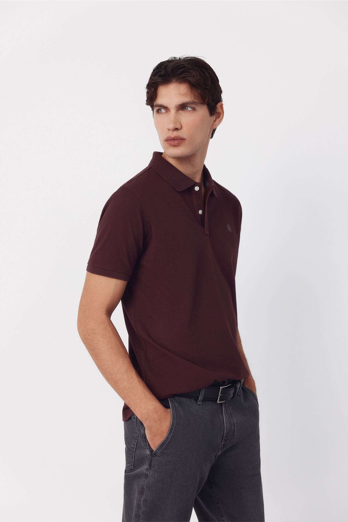 Cortefiel Polo b&aacute;sico piqu&eacute; slim Granate