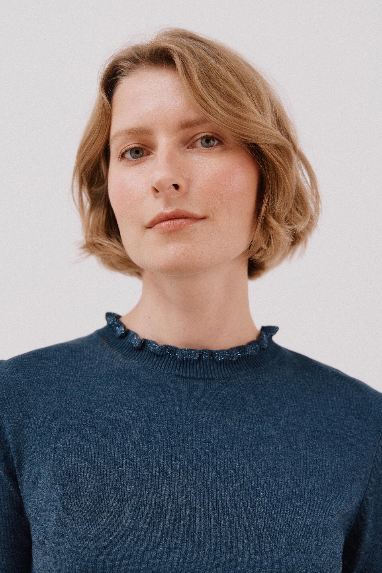 Cortefiel Chaleco de tejido calado Azul