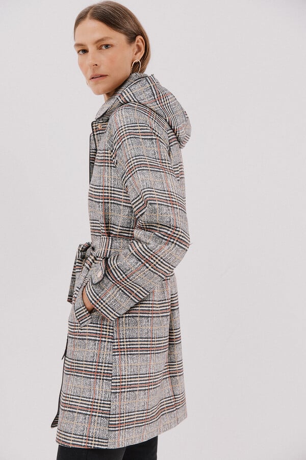 Cortefiel Gabardina satinada capucha desmontable Multicolor