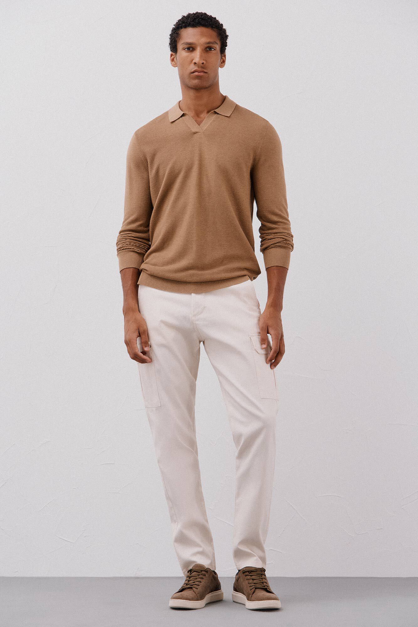 Cortefiel Su&eacute;ter tejido fino Beige