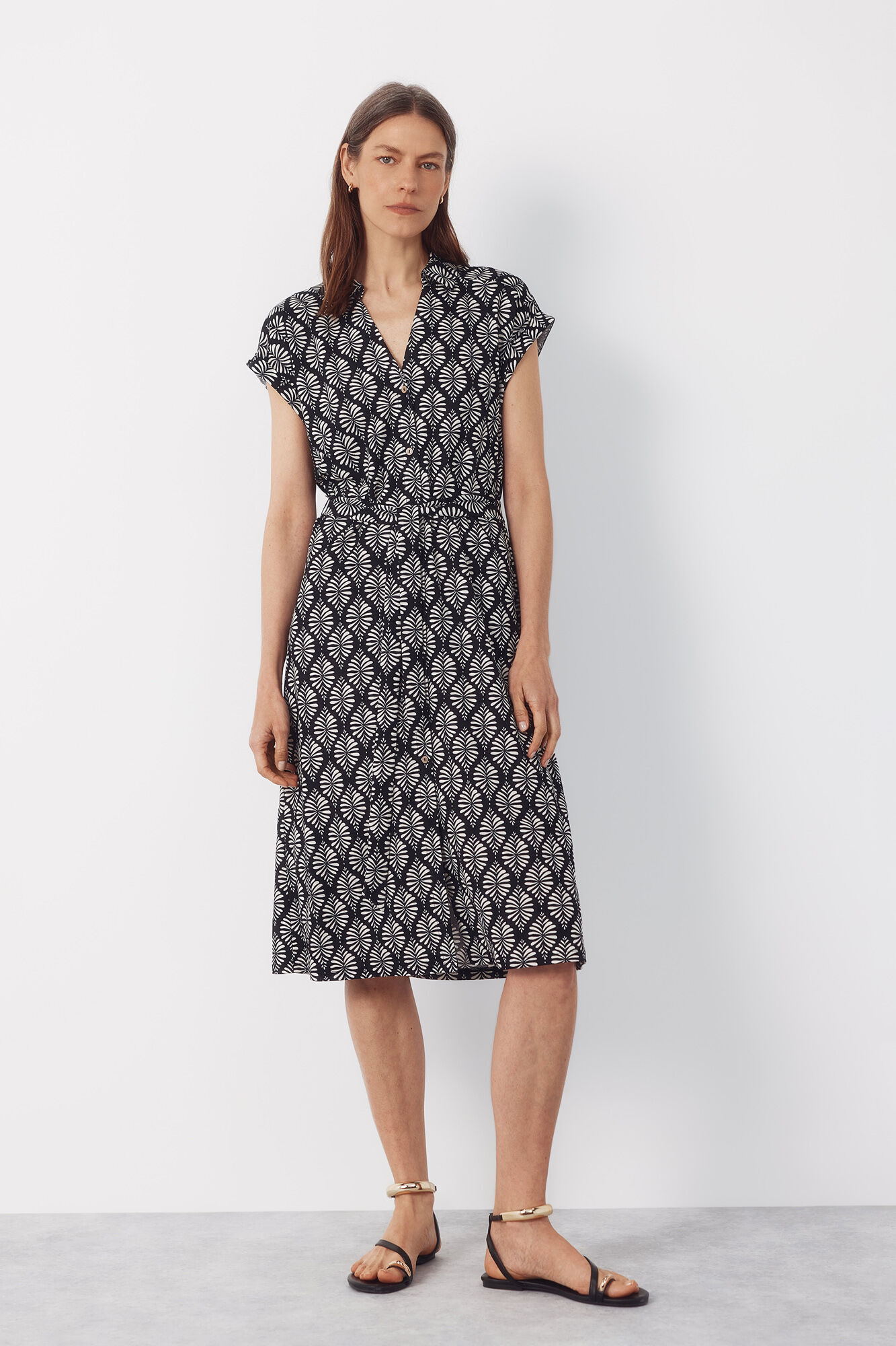Cortefiel Vestido camisero Estampado gris