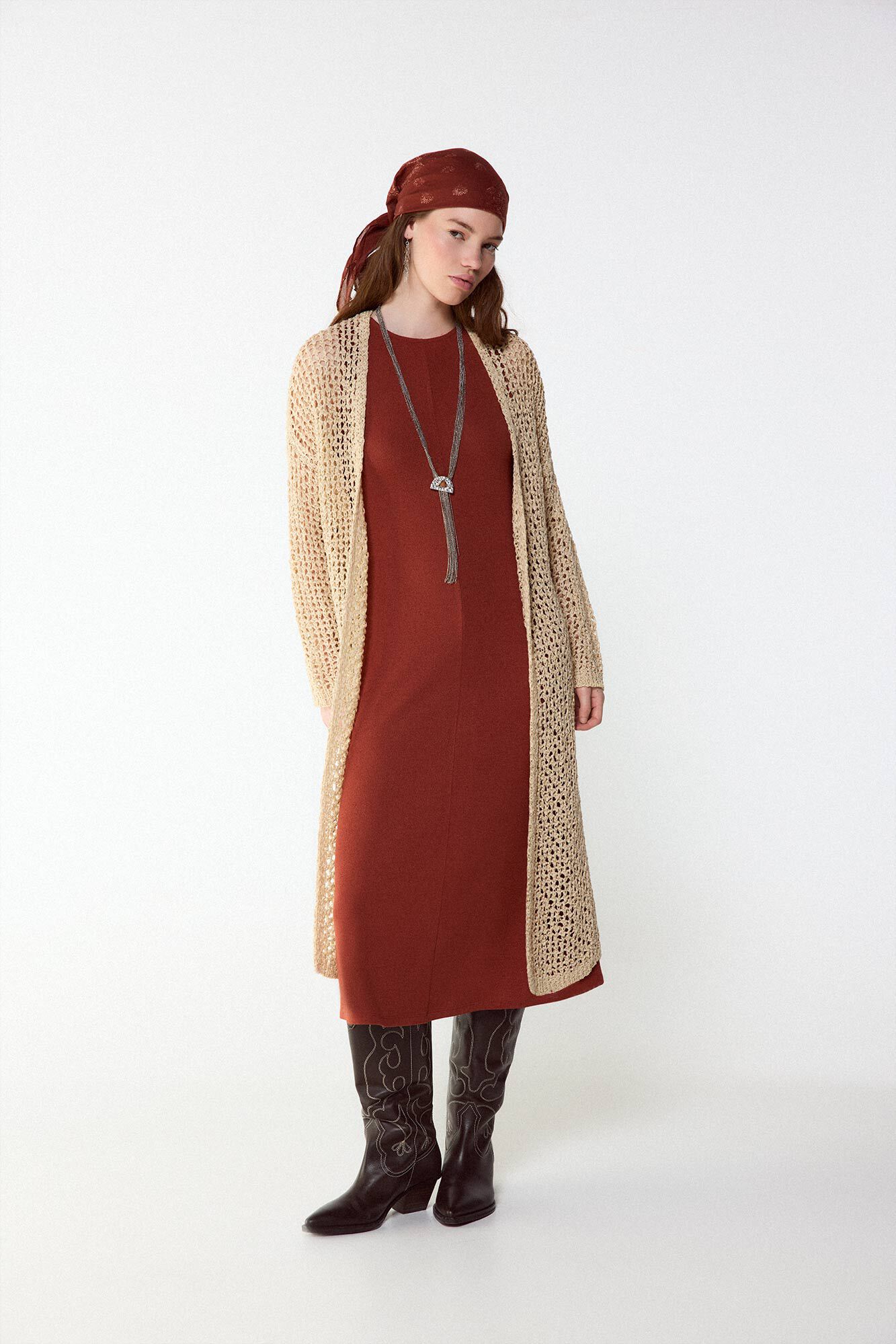 Slowlove Vestido b&aacute;sico con estructura Marr&oacute;n