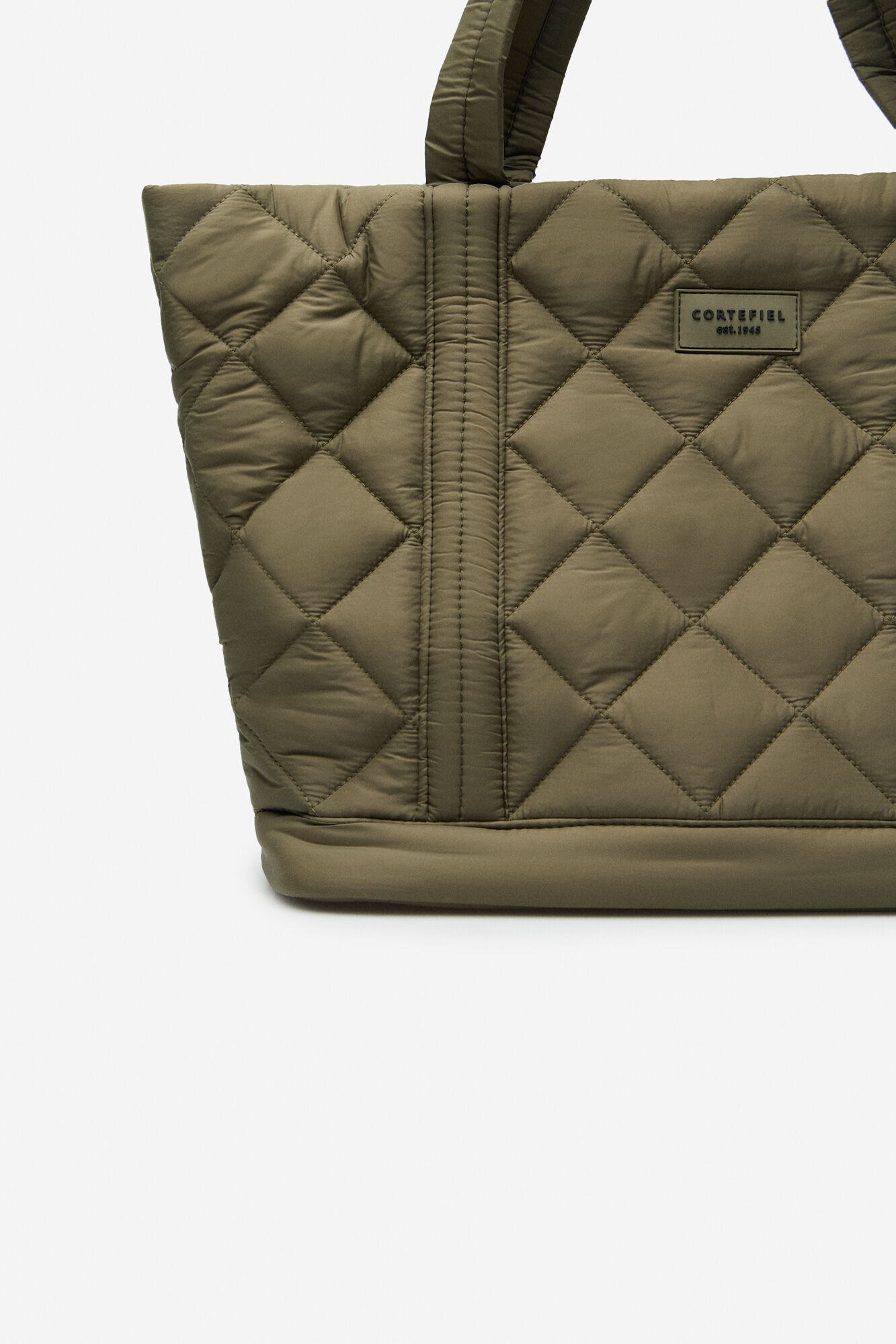 Cortefiel Bolsa shopper de nylon con logo gris Kaki
