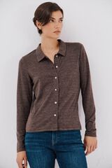 Cortefiel Camisa elástica botones Marrón oscuro