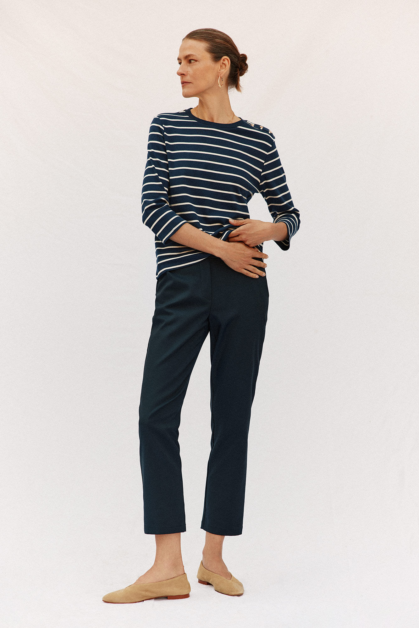 Cortefiel Pantal&oacute;n recto con el&aacute;stico en la espalda