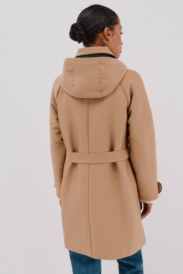 Cortefiel Gabardina satinada capucha desmontable Arena