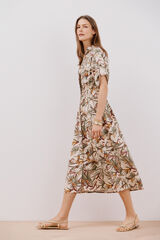 Cortefiel Vestido estampado midi Estampado blanco