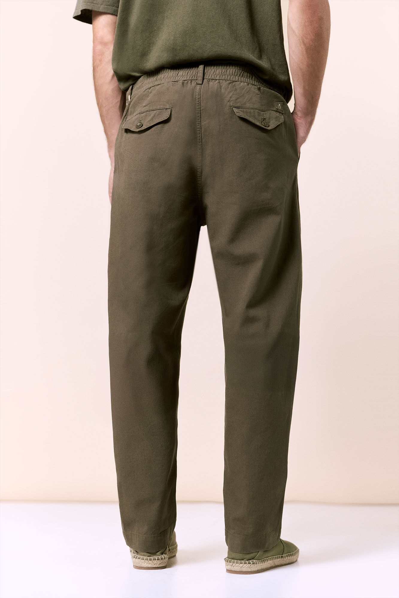 OOTO Pantal&oacute;n de lino-algod&oacute;n regular Kaki