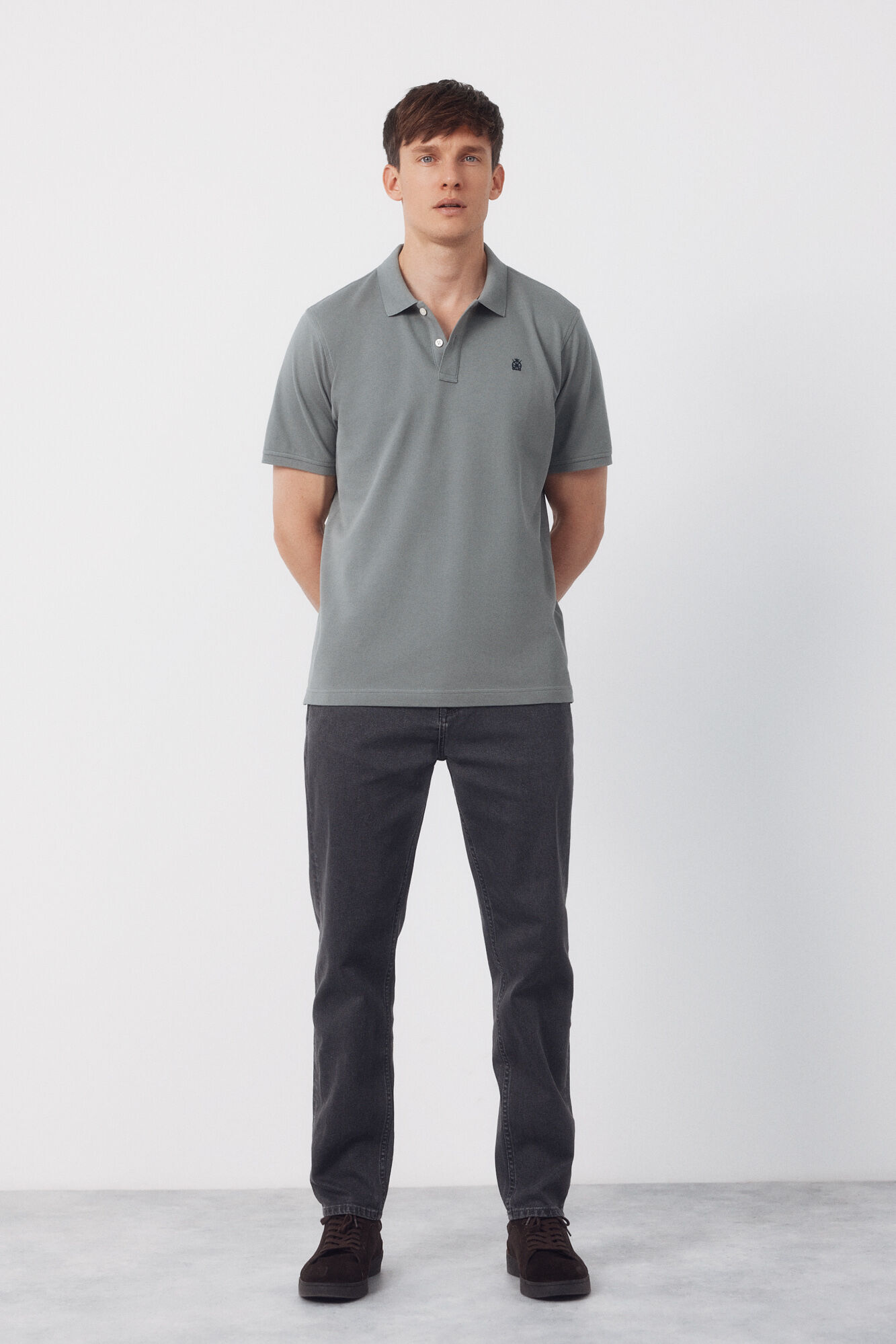 Cortefiel Polo b&aacute;sico piqu&eacute; Gris