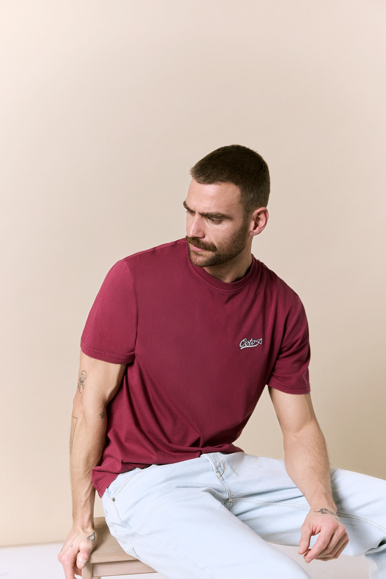 OOTO Camiseta lavada manga corta logo