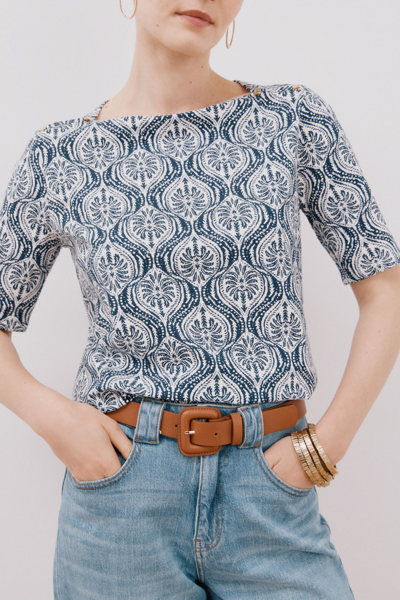 Cortefiel Playera b&aacute;sica escote barco Azul