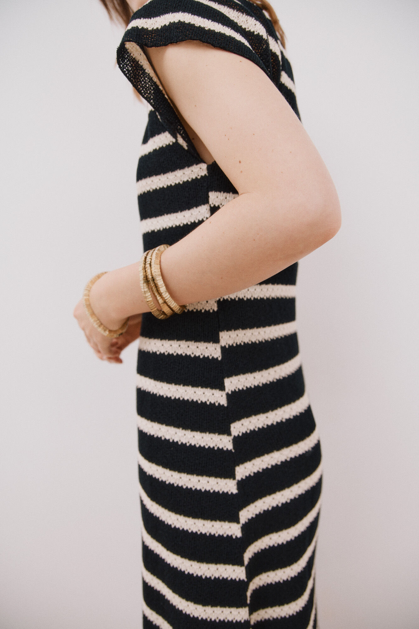 Cortefiel Vestido estructura rayas Estampado blanco