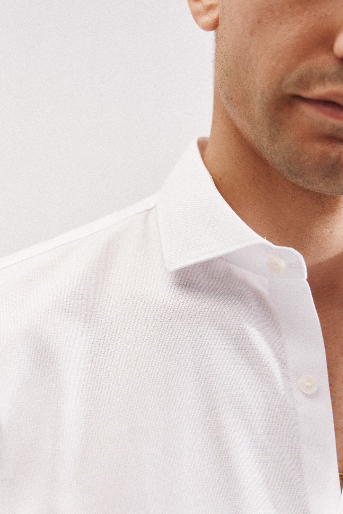 Cortefiel Camisa slim fit f&aacute;cil plancha para mancuernillas Blanco