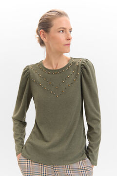 Cortefiel Camiseta con studs Kaki