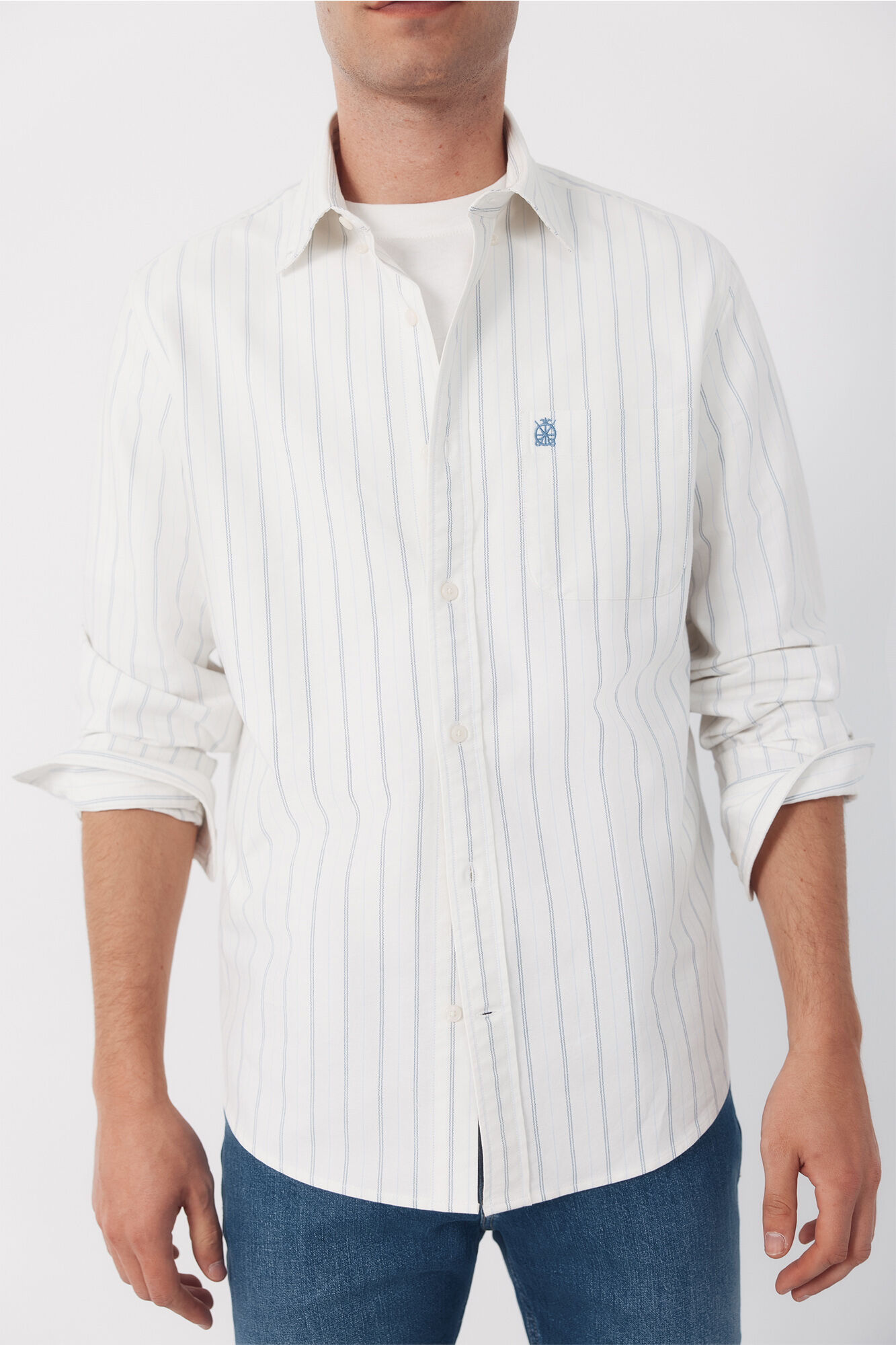 Cortefiel Camisa oxford rayas Marfil