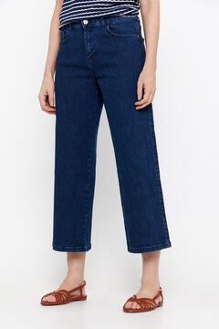 Cortefiel pantalón denim fit palazzo crop Azul