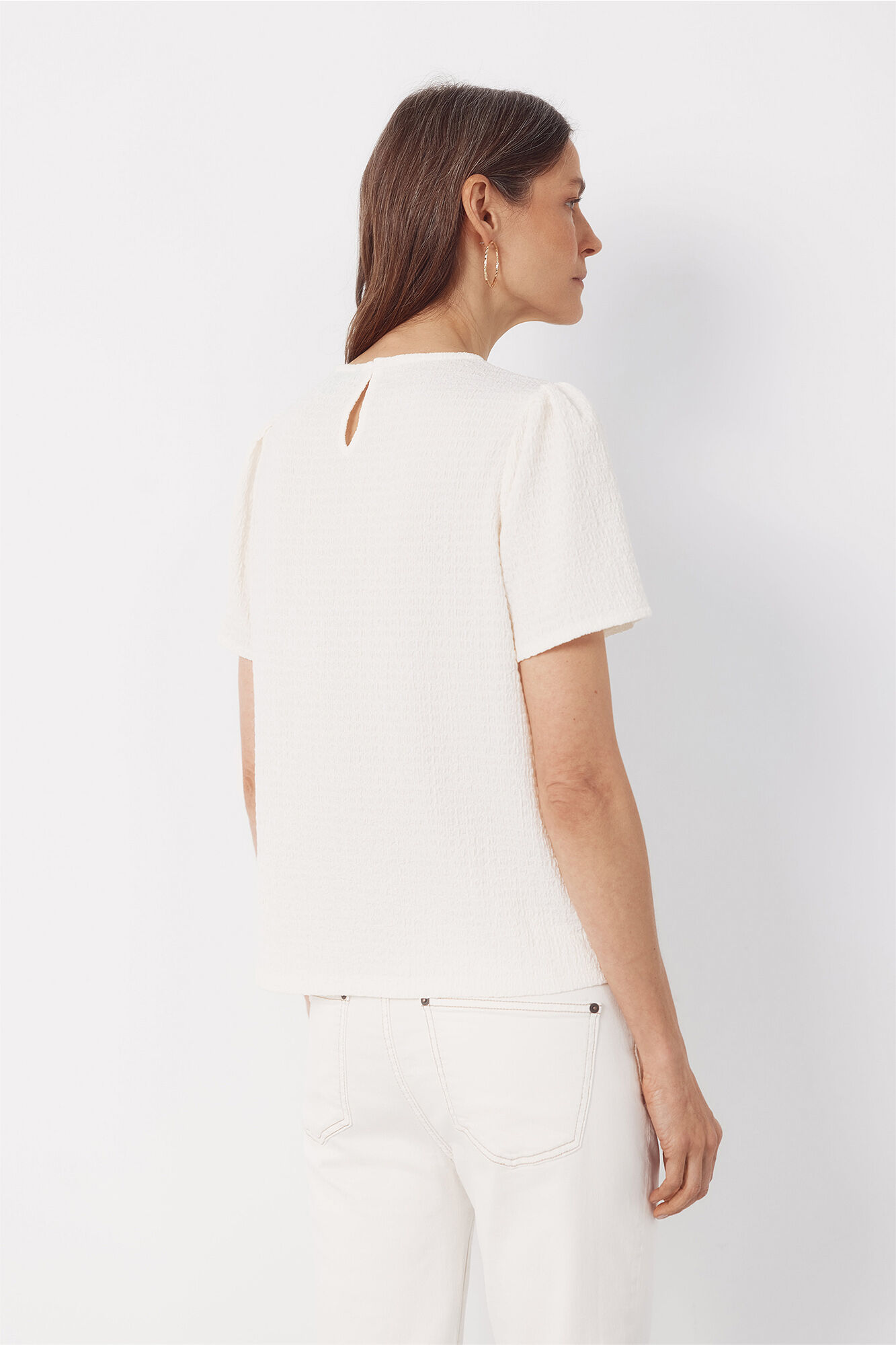 Cortefiel Top combinado de guipur Marfil