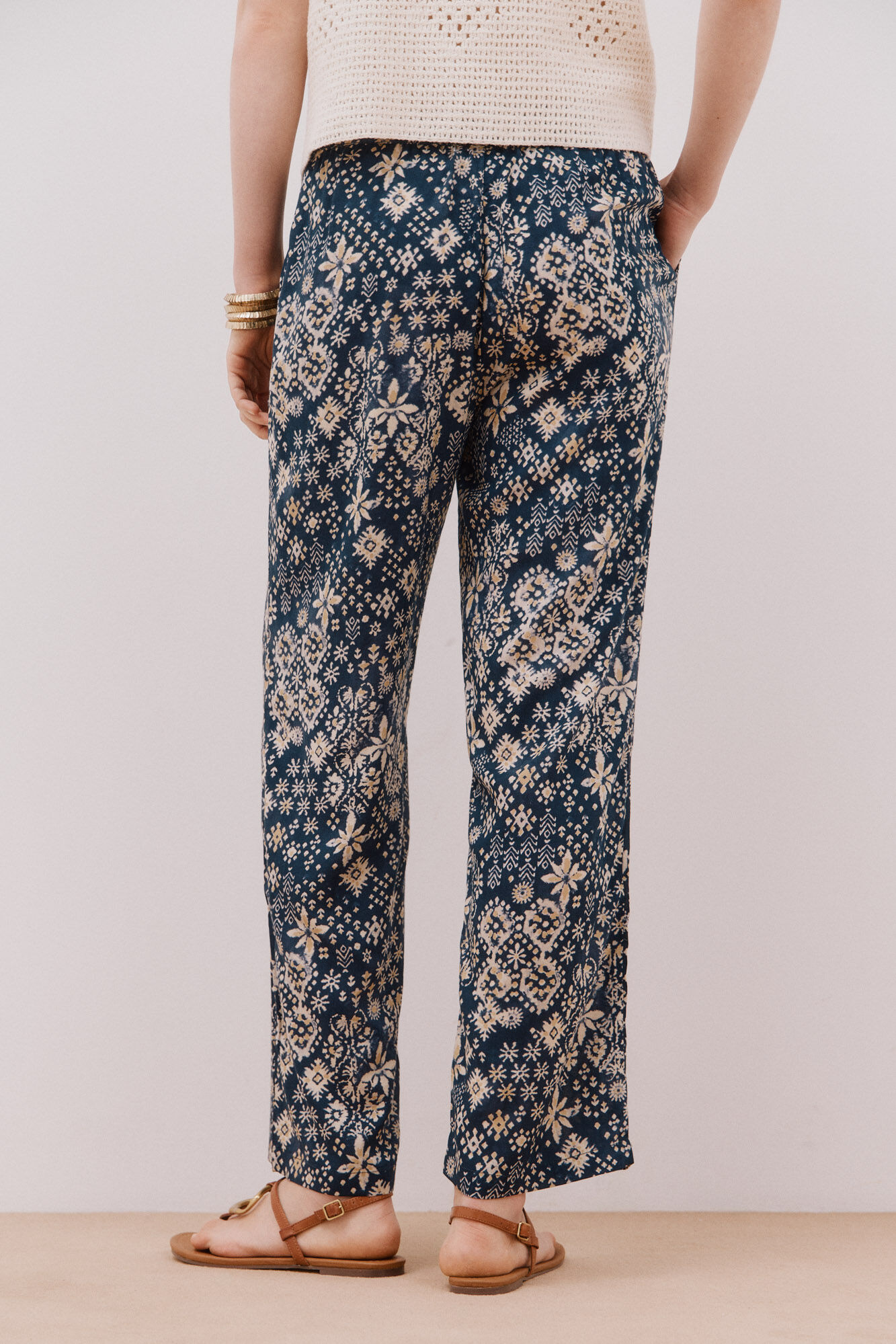 Cortefiel Pantal&oacute;n fluido estampado Estampado azul