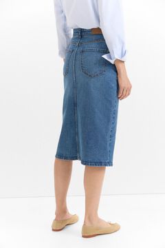 Cortefiel Falda Midi Vaquera Azul