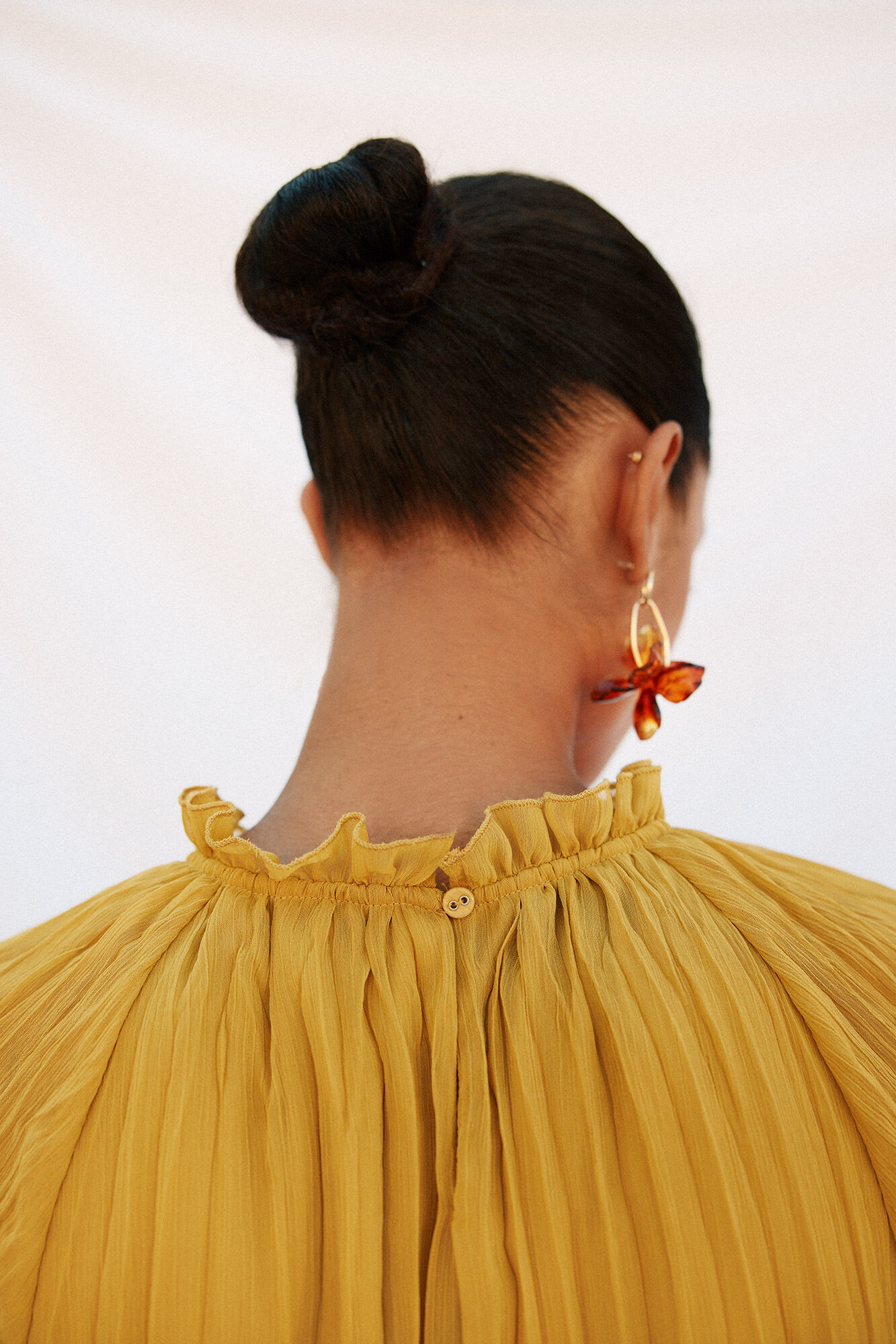 Cortefiel Blusa frunces fluida Amarillo