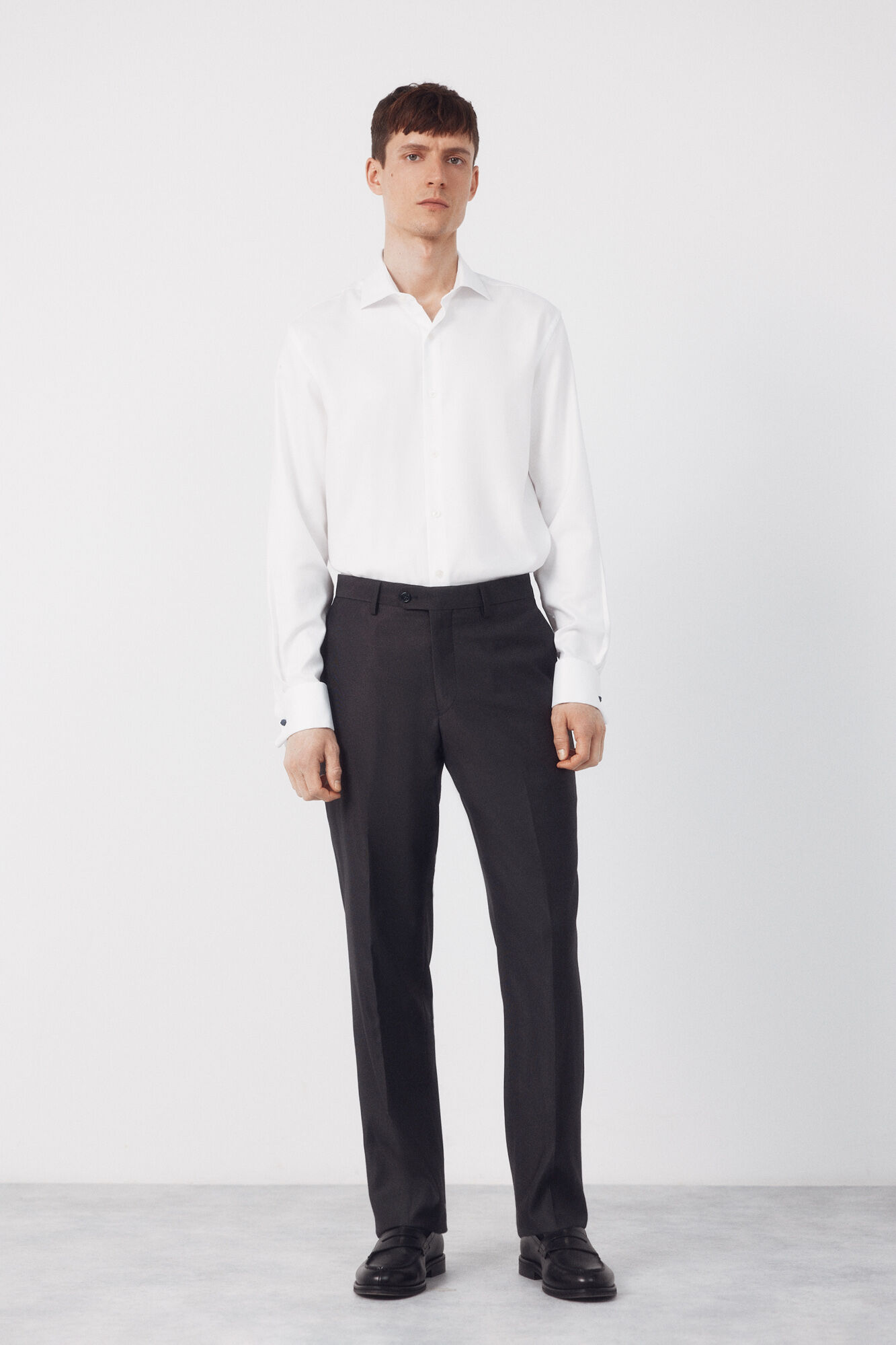 Cortefiel Camisa vestir lisa f&aacute;cil plancha Blanco