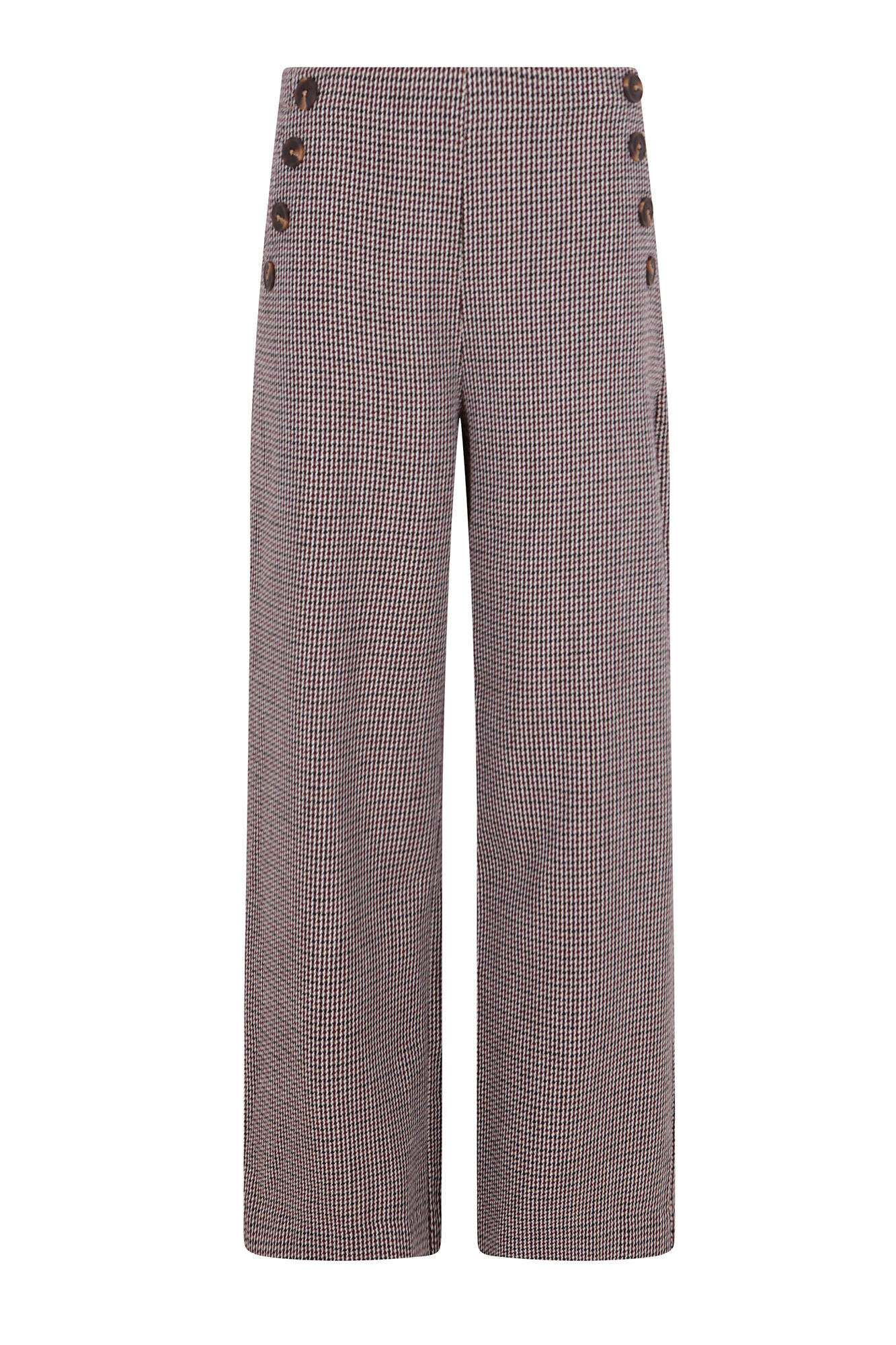 Cortefiel Pantal&oacute;n de mujer crop y ancho Estampado granate