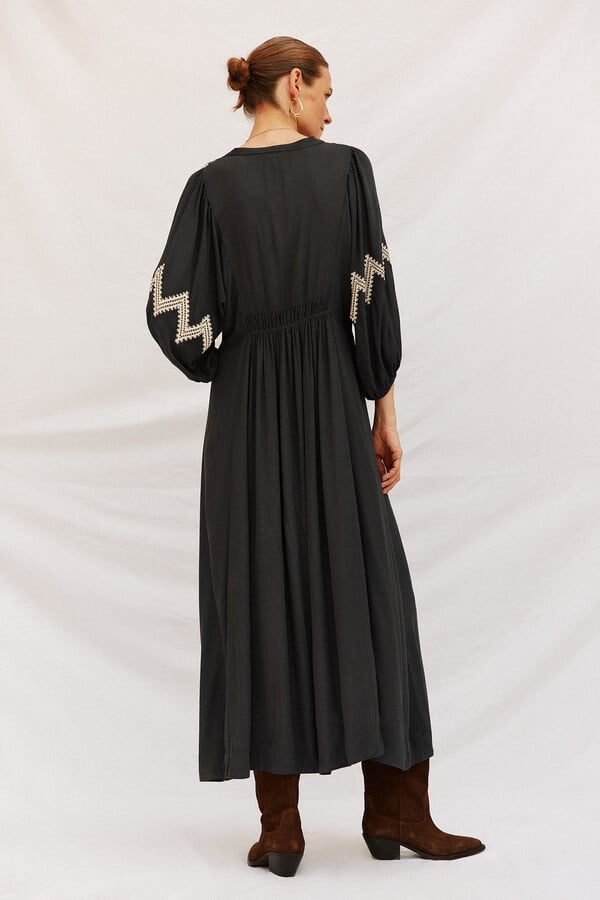 Cortefiel Vestido cuello redondo Gris