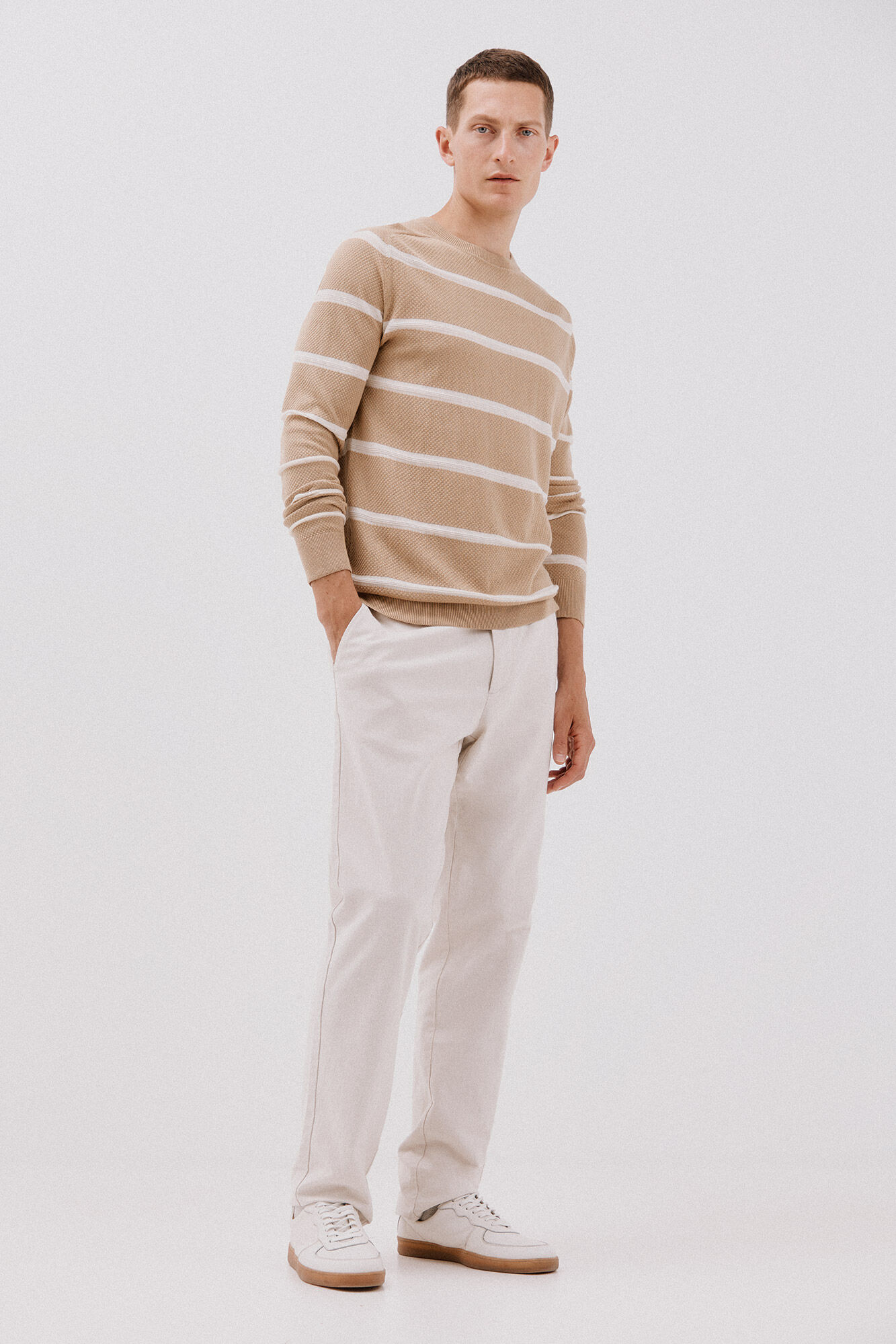 Cortefiel Su&eacute;ter tejido fino Beige