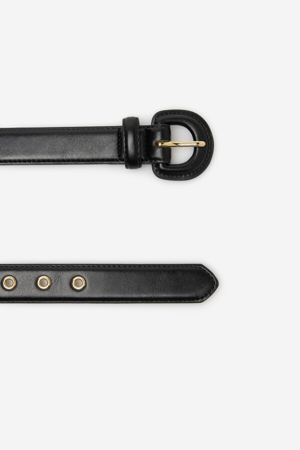 Cortefiel Covered buckle belt Negro