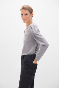 Cortefiel Camiseta con studs Gris