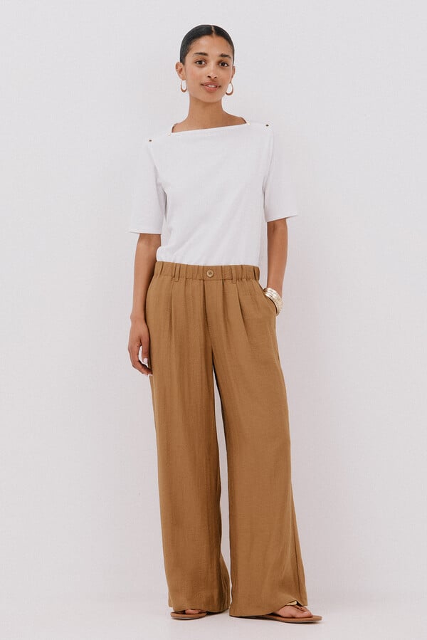 Cortefiel Playera básica escote barco Blanco