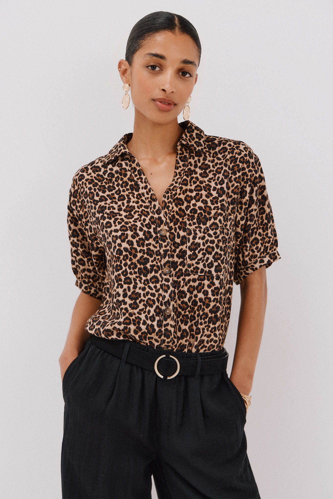 Cortefiel Camisa estampado animal