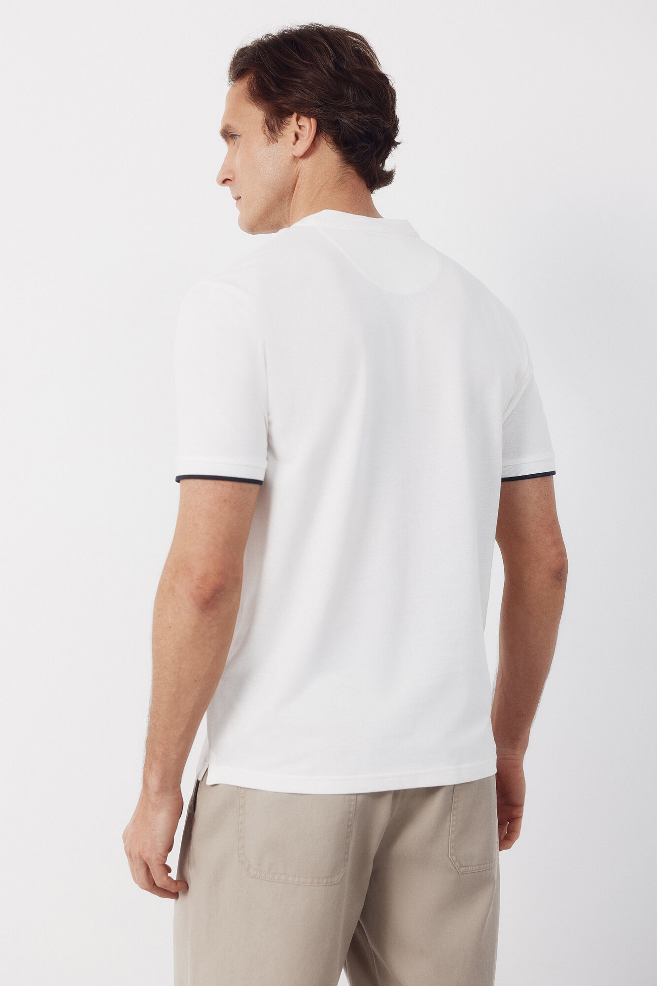 Cortefiel Polo cuello mao Blanco