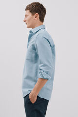 Cortefiel Camisa lino algodón liso Azul