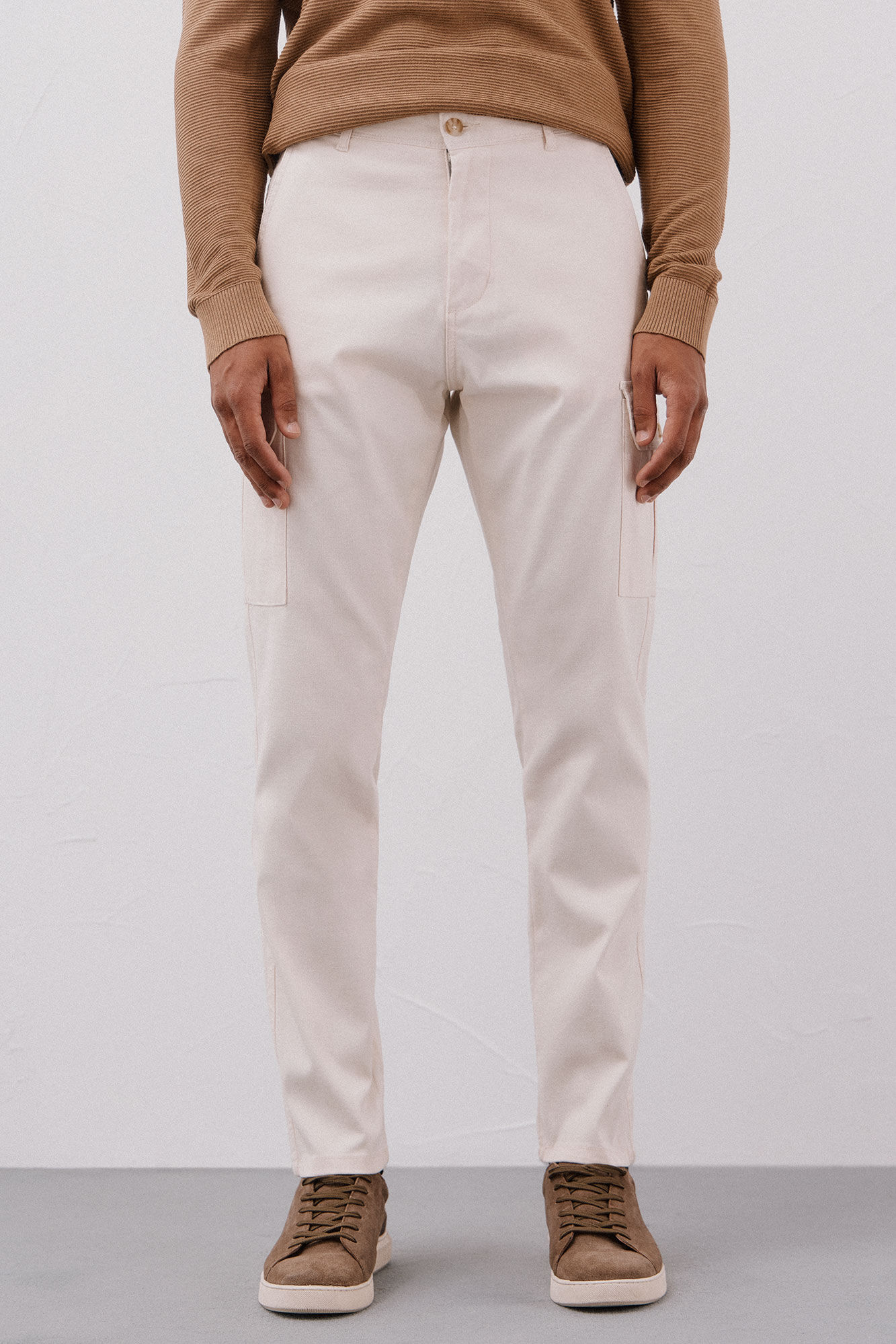 Cortefiel Pantal&oacute;n cargo ligero Marfil