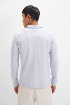 Cortefiel Polo algodón tencel manga larga Azul