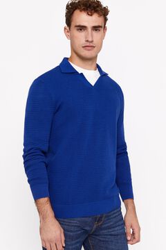 Cortefiel Jersey algodón cuello polo Azul